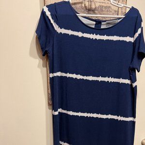 Tie-dyed navy short sleeve T-shirt dress